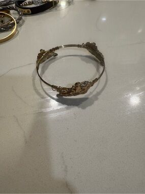 Gold-Tone Sculpted Floral Cuff Bracelet